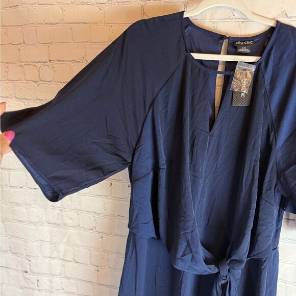City Chic Sleek Tie Dress BLUE Size 18 - Picture 8 of 14